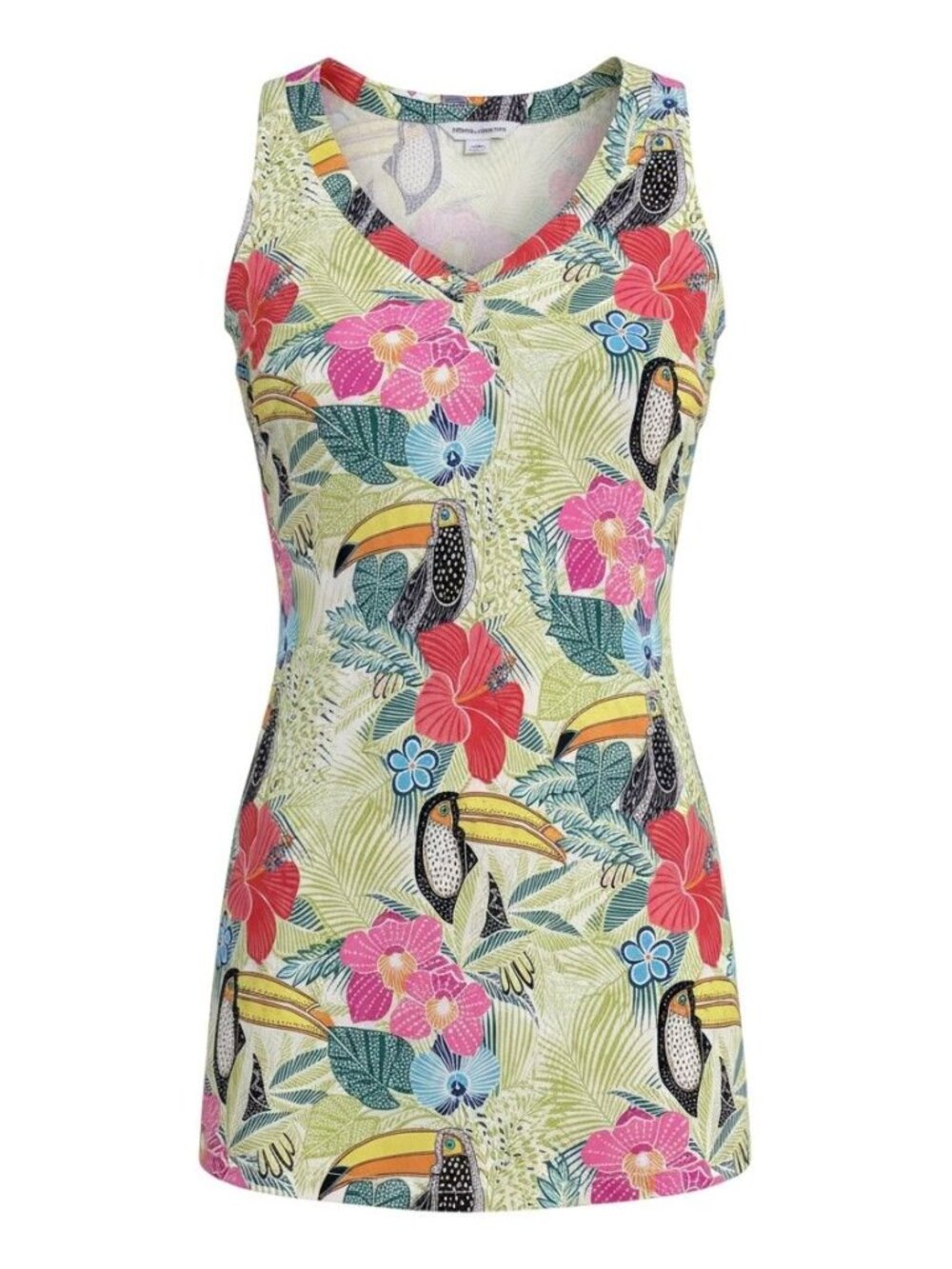 Tommy Bahama Womens Tropical Print Sleeveless V-Neck Dress XS Multicolor